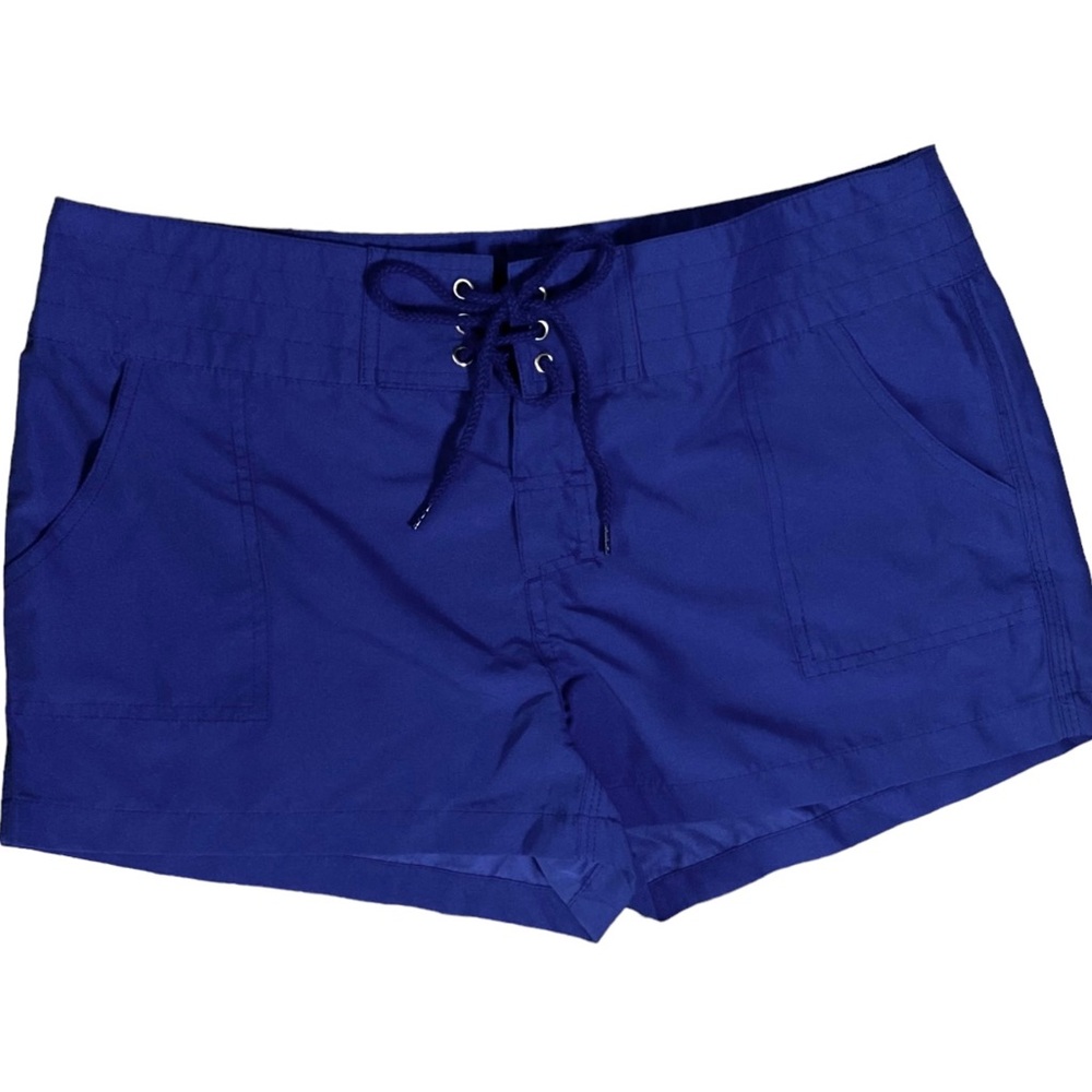 Sunset Med Blue Board Shorts Lace Tie Waist NWOT Swim